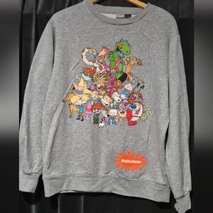 Nickelodeon Characters Gray Crewneck Sweater